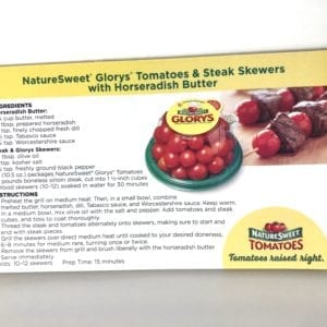 Glorys™ Tomatoes & Steak Skewers with Horseradish Butter Recipe Tear Pad