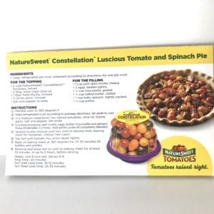 NS Constellation Luscious Tomato and Spinach Pie Recipe Coupon Pads of 50 coupons per pad